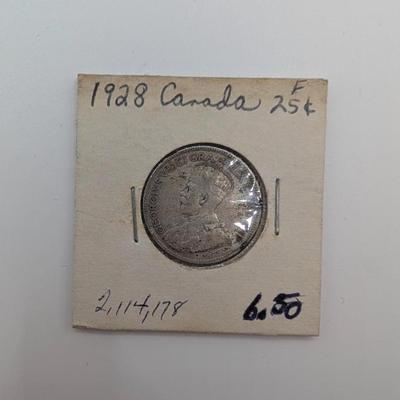 LOT 512J: Coin Collection Containing 1928-1957 Canadian $ 0.25 Pieces, 80% Silver