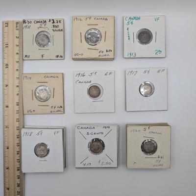 LOT 513J: Canadian Coin Collection, 1911 - 1920, Contains Silver Coins