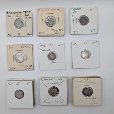 LOT 513J: Canadian Coin Collection, 1911 - 1920, Contains Silver Coins
