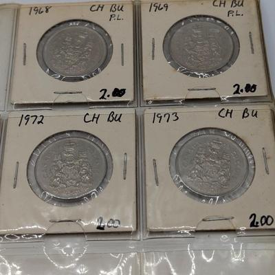 LOT 519J: Canadian $.05, $0.25 & $0.50 Coins 1960's - 1970's