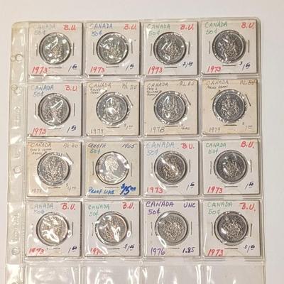 LOT 519J: Canadian $.05, $0.25 & $0.50 Coins 1960's - 1970's