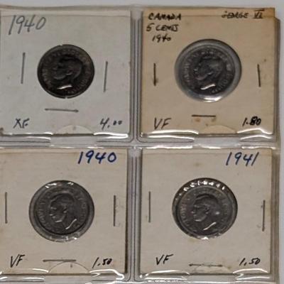 LOT 520J: Canadian Coin Collection $ 0.05 & $ 0.10, Late 1930's - Early 1940's