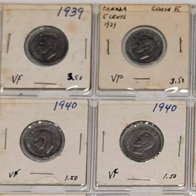 LOT 520J: Canadian Coin Collection $ 0.05 & $ 0.10, Late 1930's - Early 1940's
