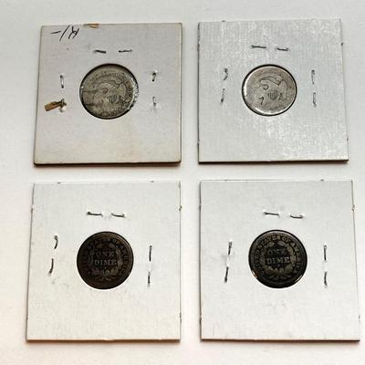 LOT 525: Antique U.S. Silver Dimes Dated from 1830 to 1887