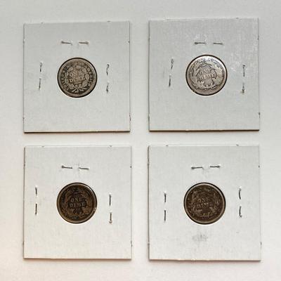 LOT 525: Antique U.S. Silver Dimes Dated from 1830 to 1887