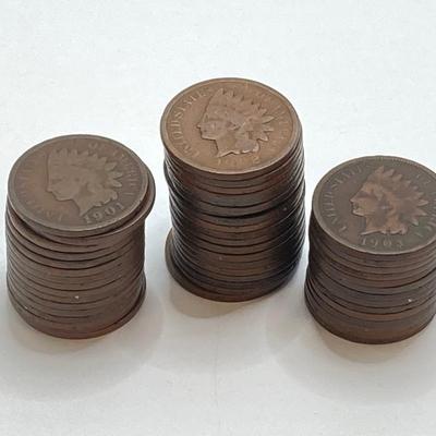 LOT 526: Antique / Vintage U.S. Coins - Flying Eagle Cents, Indian Pennies, Wheat Pennies and More