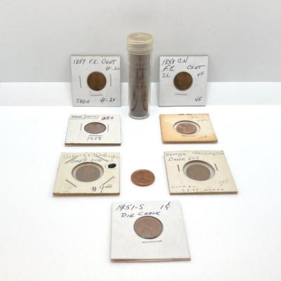 LOT 526: Antique / Vintage U.S. Coins - Flying Eagle Cents, Indian Pennies, Wheat Pennies and More
