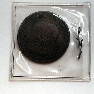 LOT 532: Collection of Antique Tokens / Coins - Bank of Montreal, City Bank, Quebec Bank and More