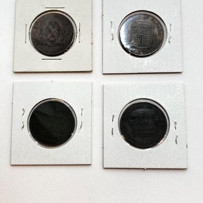 LOT 532: Collection of Antique Tokens / Coins - Bank of Montreal, City Bank, Quebec Bank and More
