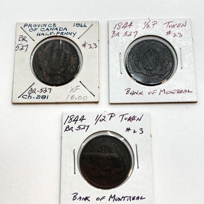 LOT 532: Collection of Antique Tokens / Coins - Bank of Montreal, City Bank, Quebec Bank and More