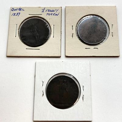 LOT 532: Collection of Antique Tokens / Coins - Bank of Montreal, City Bank, Quebec Bank and More