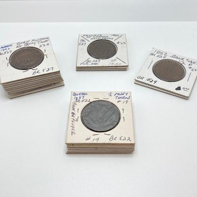 LOT 532: Collection of Antique Tokens / Coins - Bank of Montreal, City Bank, Quebec Bank and More