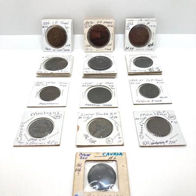 LOT 534: Antique and Vintage Canadian 1/2 Cent and 1 Cent Tokens