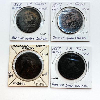 LOT 534: Antique and Vintage Canadian 1/2 Cent and 1 Cent Tokens
