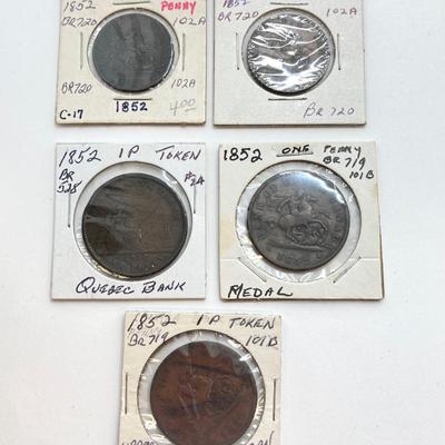 LOT 534: Antique and Vintage Canadian 1/2 Cent and 1 Cent Tokens