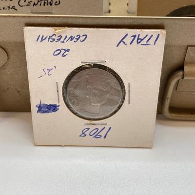 LOT 537: Large Collection of International Vintage / Antique Coins in Metal Storage Box
