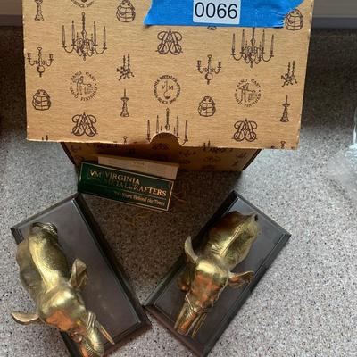 Political Seal & Elephant Brass Bookends / Paperweight