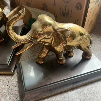 Political Seal & Elephant Brass Bookends / Paperweight