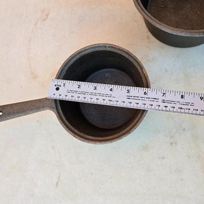 Pair of Vintage Cast Iron Saucepans with Lids
