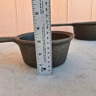 Pair of Vintage Cast Iron Saucepans with Lids