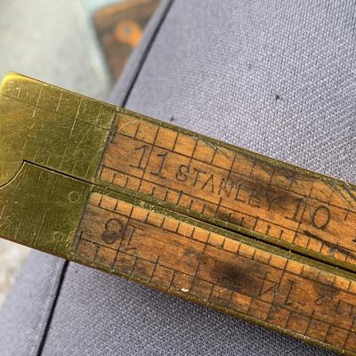 Antique Tooks Brass Stanley Foldout T Square