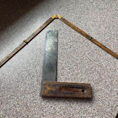 Antique Tooks Brass Stanley Foldout T Square