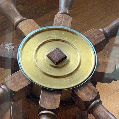 Glass Top Ships Wheel Table