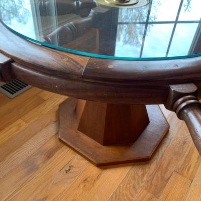 Glass Top Ships Wheel Table