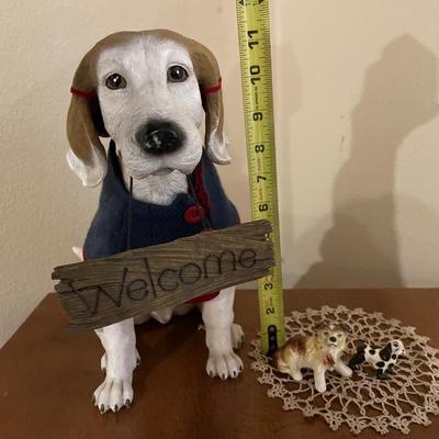 Dog with welcome decor