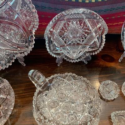 Huge American Brilliant Cut Glass Lot