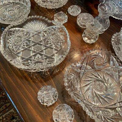Huge American Brilliant Cut Glass Lot