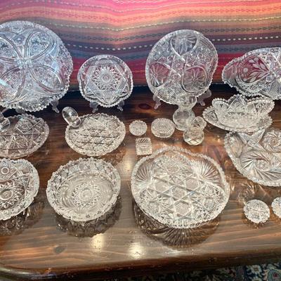 Huge American Brilliant Cut Glass Lot