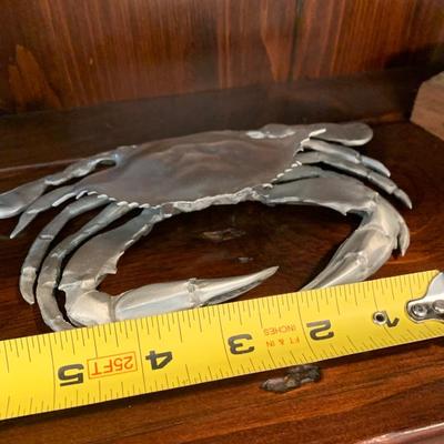 Nautical Decor Lot Pewter Crab Mounted Fish