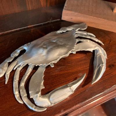Nautical Decor Lot Pewter Crab Mounted Fish