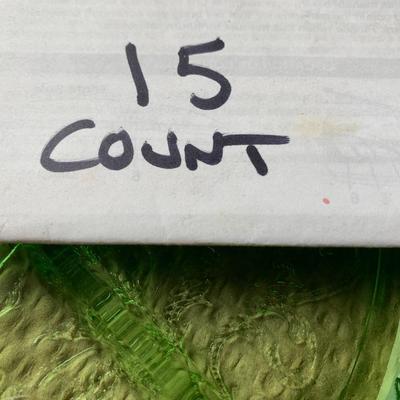 15 Green Depression Glass Plates