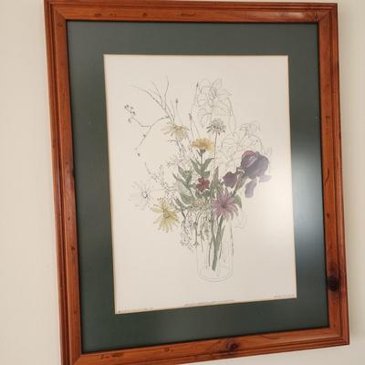 Group of Wall Decor 4 Framed Art 2 Mary Lou Goertzen Lithos & 2 Needlepoints