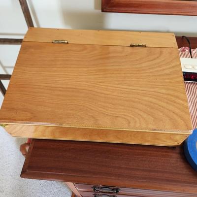 Collectible Lot Antique Door Hardware, Skeleton Keys Wood Writing Storage Box