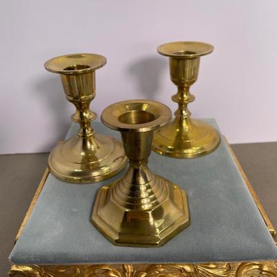 3 Brass Candlestick Holders