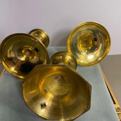 3 Brass Candlestick Holders