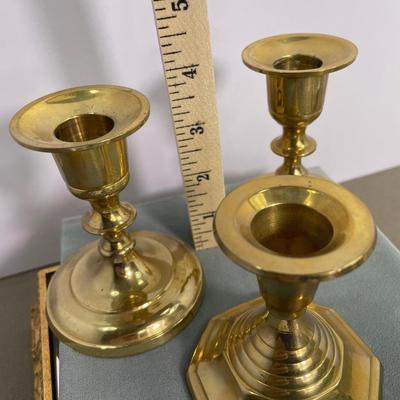 3 Brass Candlestick Holders