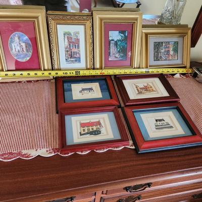 Lot of 8 Small Wood Framed Art
