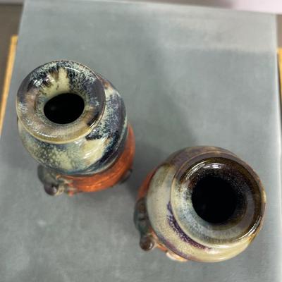 2 Antique Japanese Sumida Gawa Vases