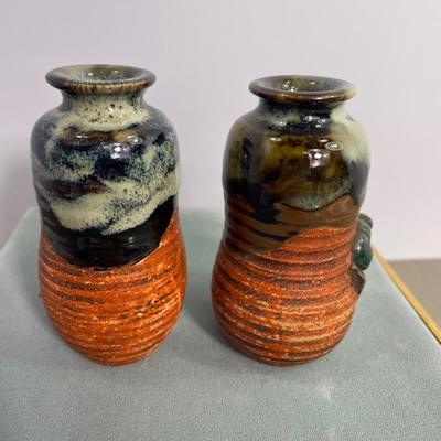 2 Antique Japanese Sumida Gawa Vases