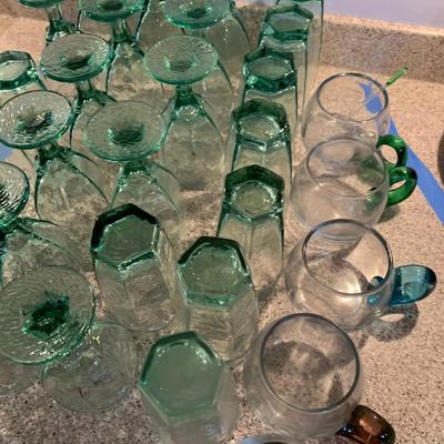 Vintage Green Glasses Lot