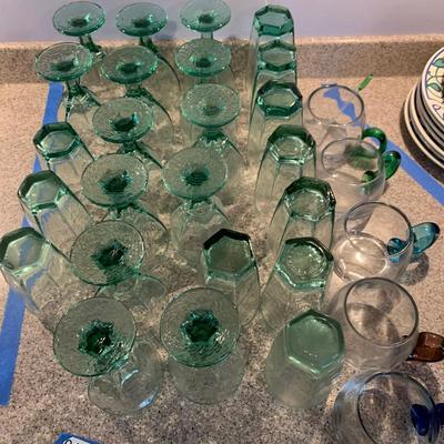 Vintage Green Glasses Lot
