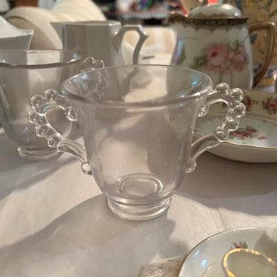Imperial Glass Candlewick open sugar and creamer set 1940-1950s
