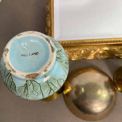 Brass Holland Vase and Brass India Etched Cup