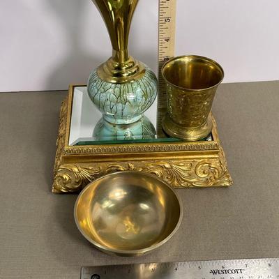 Brass Holland Vase and Brass India Etched Cup