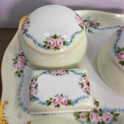 4 Piece Bavarian Porcelain Dresser Set