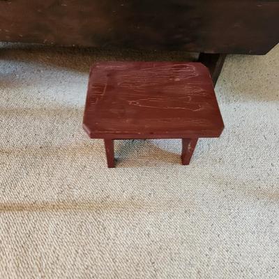Lot of 2 Solid Wood Bench and Step Stool